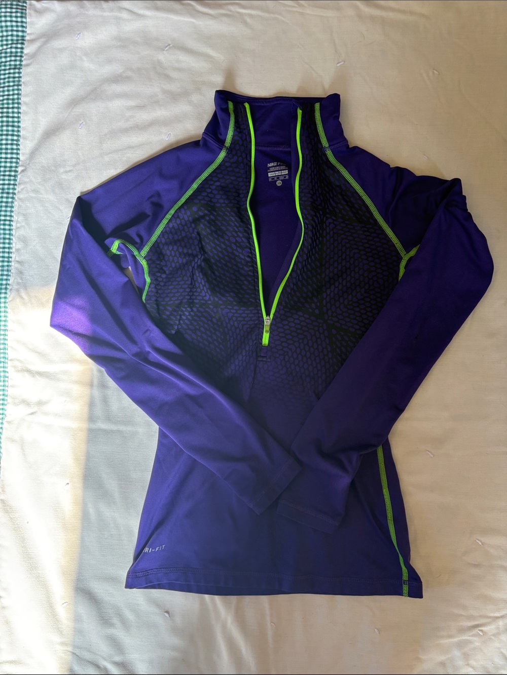 Nike Purple Half-Zip top with Neon Green Trim
